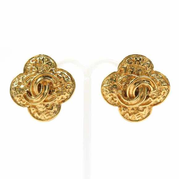 CHANEL Coco Mark Metal Gold Earrings for Women e61141a
